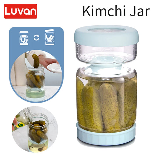 1000ml Glass Pickles Kimchi Jar Food Storage Kitchen Fermentation Organizer Dry and Wet Dispenser Container Olives Separator Jug
