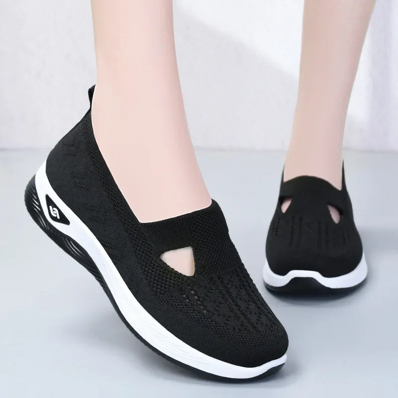 2023 Summer New Comfort Casual Women's Shoes Fashion Soft Sole Breathable Hollow Out Flat Shoes for Women Zapatos De Mujer