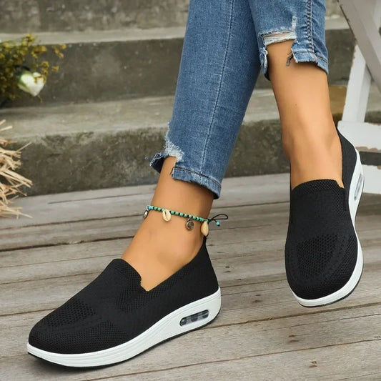 2024Women's New Autumn Mesh Breathable Wedge Anti-Slip Sports Shoes Casual Comfortable Walking Vulcanized Shoes Zapatillas Mujer